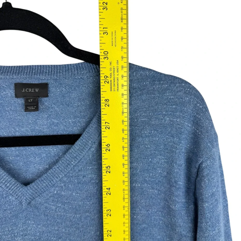 J Crew Sweater Men Size Large Tall Blue Heathered‎ V-Neck Long Sleeve Cotton